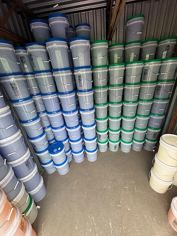 Inside the JD Soap Supply storage unit